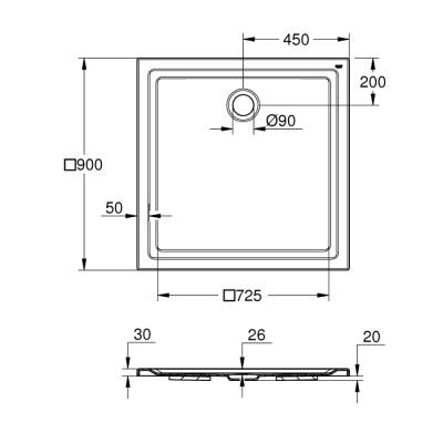 Grohe Akrilik Duş Teknesi 900 X 900 - 39301000 - 2