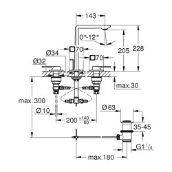 Grohe Allure 3 Delikli Lavabo Bataryası 12M - Boyut - 20188001 - 1