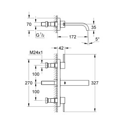 Grohe Allure 3 Delikli Lavabo Bataryası 12S-Boyut - 20189000 - 2