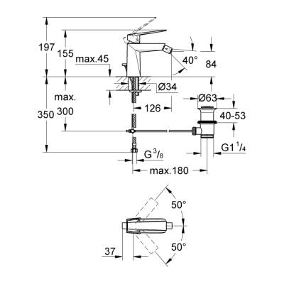 Grohe Allure Brilliant Tek Kumandalı Bide Bataryası 12M-Boyut - 23117000 - 2