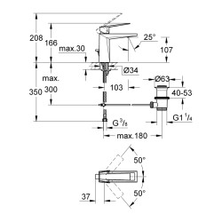 Grohe Allure Brilliant Tek Kumandalı Lavabo Bataryası M-Boyut - 23029000 - 2