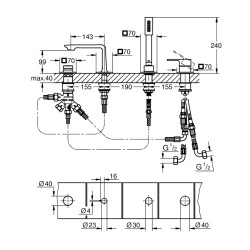 Grohe Allure Dört Delikli Küvet Bataryası - 19316GN1 - 2