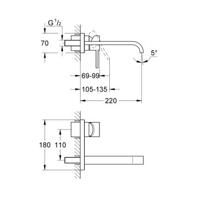 Grohe Allure İki Delikli Lavabo BataryasıM-Boyut - 19386000 - 2