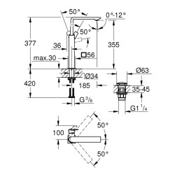 Grohe Allure Tek Kumandalı Lavabo BataryasıXl - Boyut - 23403001 - 2