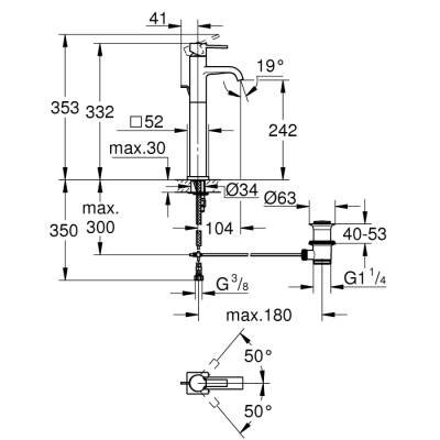 Grohe Allure Tek Kumandalı Lavabo BataryasıXl - Boyut - 32760000 - 2