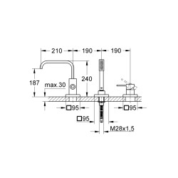 Grohe Allure Üç Delikli Tek Kumandalı Banyo Kombinasyonu - 19316000 - 2