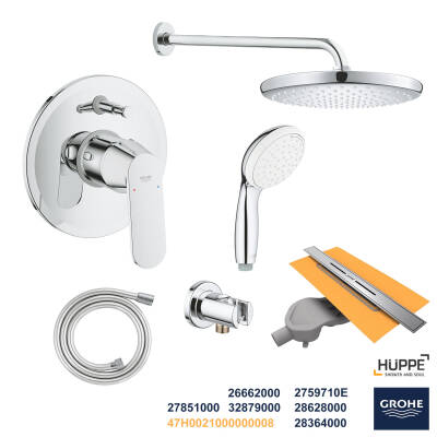 Grohe Ankastre Banyo Duş Seti + Hüppe Galata X Duş Kanalı -13 - 1