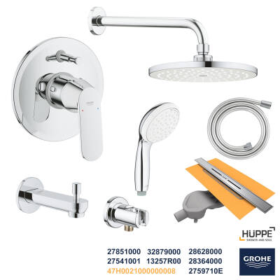 Grohe Ankastre Banyo Duş Seti + Hüppe Galata X Duş Kanalı -2 - 1