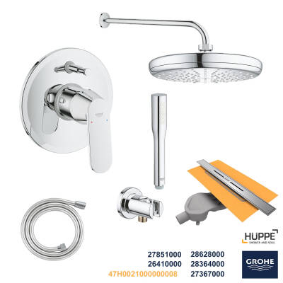 Grohe Ankastre Banyo Duş Seti + Hüppe Galata X Duş Kanalı -5 - 1