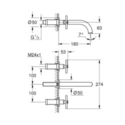 Grohe Atrio 3 Delikli Lavabo Bataryası - 20164003 - 2