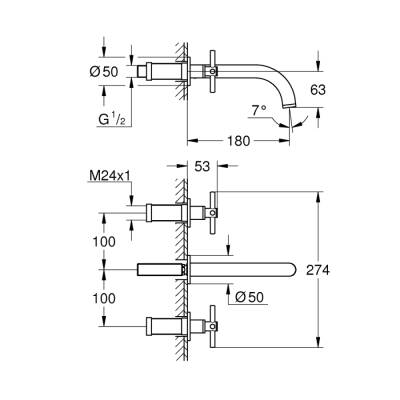 Grohe Atrio 3 Delikli Lavabo Bataryası - 20164Da3 - 2