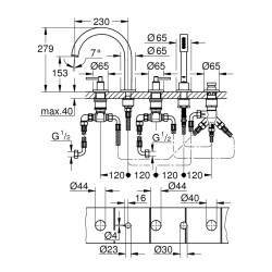 Grohe Atrio 5 Delikli Küvet Bataryası - 19922Da3 - 2