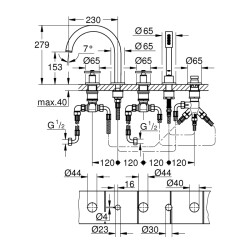 Grohe Atrio 5 Delikli Küvet Bataryası - 19923003 - 2