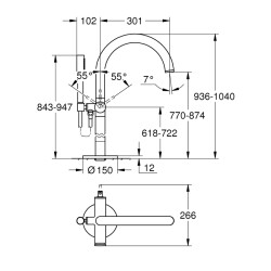 Grohe Atrio Tek Kumandalı Yerden Küvet Bataryası - 32653003 - 2