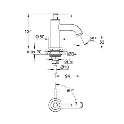 Grohe Atrio Tek Su Girişli Batarya 12 Xs-Boyut - 20021003 - 2