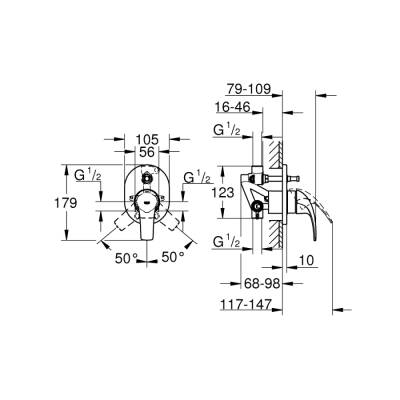 Grohe Baucurve Ankastre BanyoDuş Bataryası - 29043000 - 2