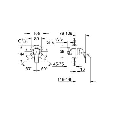 Grohe Baucurve Ankastre Duş Bataryası - 29044000 - 2