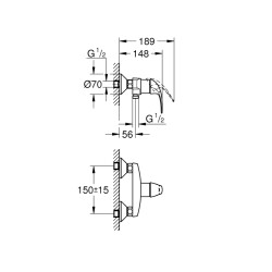 Grohe Baucurve Tek Kumandalı Duş Bataryası - 23631000 - 2