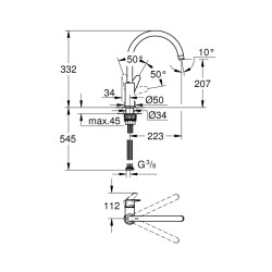 Grohe Baucurve Tek Kumandalı Eviye Bataryası - 31536001 - 2