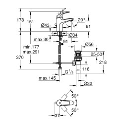 Grohe Baucurve Tek Kumandalı Lavabo Bataryası - 32805000 - 2