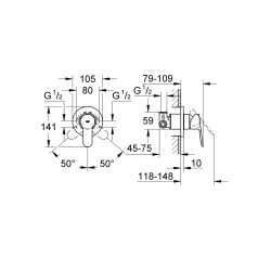 Grohe Bauedge Ankastre Duş Bataryası - 29040000 - 2