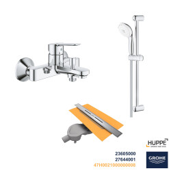 Grohe BauEdge Banyo Bataryası Seti + Hüppe Galata X Duş Kanalı -23 - 1