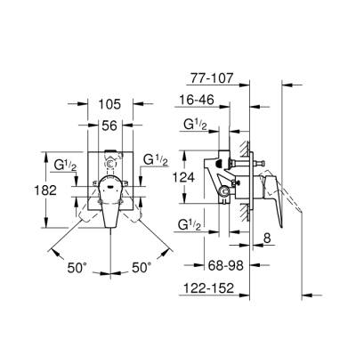 Grohe Bauedge Tek Kumandalı Banyo Bataryası - 29353001 - 2