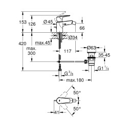 Grohe Bauedge Tek Kumandalı Bide Bataryası - 23331001 - 2