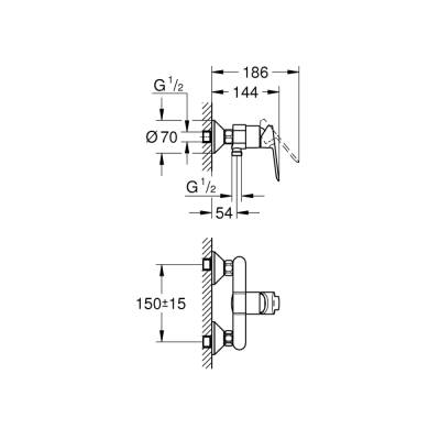 Grohe Bauedge Tek Kumandalı Duş Bataryası - 23636000 - 2