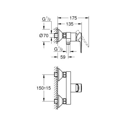 Grohe Bauedge Tek Kumandalı Duş Bataryası - 23636001 - 1