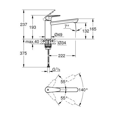 Grohe Bauedge Tek Kumandalı Eviye Bataryası - 31693000 - 2