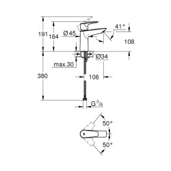 Grohe Bauedge Tek Kumandalı Lavabo Bataryası M-Boyut - 23904001 - 2