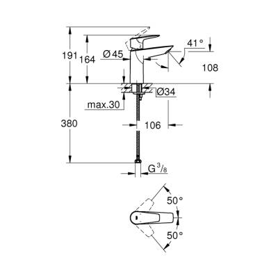 Grohe Bauedge Tek Kumandalı Lavabo Bataryası M-Boyut - 23904001 - 2