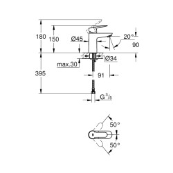 Grohe Bauedge Tek Kumandalı Lavabo Bataryası S-Boyut - 23330000 - 2