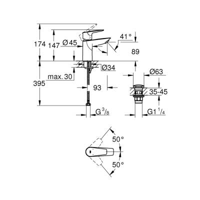 Grohe Bauedge Tek Kumandalı Lavabo Bataryası S-Boyut - 23895001 - 1