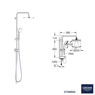 Grohe BauEdge Termostatik Banyo Bataryası Seti 24 - 3