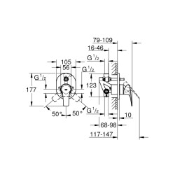 Grohe Bauflow Ankastre BanyoDuş Bataryası - 29045000 - 2