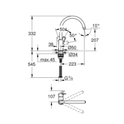 Grohe Bauloop Tek Kumandalı Eviye Bataryası - 31368001 - 2