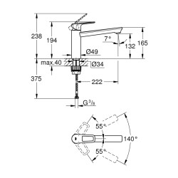 Grohe Bauloop Tek Kumandalı Eviye Bataryası - 31706000 - 2