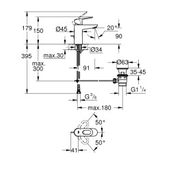 Grohe Bauloop Tek Kumandalı Lavabo Bataryası S-Boyut - 23335000 - 2