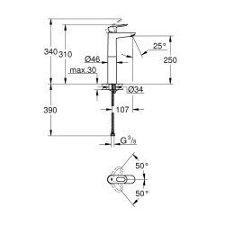 Grohe Bauloop Tek Kumandalı Lavabo Bataryası Xl-Boyut - 23764000 - 2