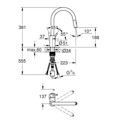 Grohe Concetto Tek Kumandalı Eviye Bataryası - 31483Dc2 - 2