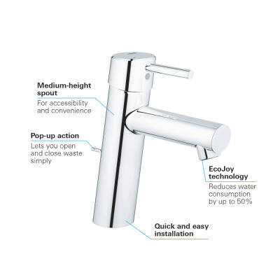 Grohe Concetto Tek Kumandalı Lavabo Bataryası M-Boyut - 23450001 - 3