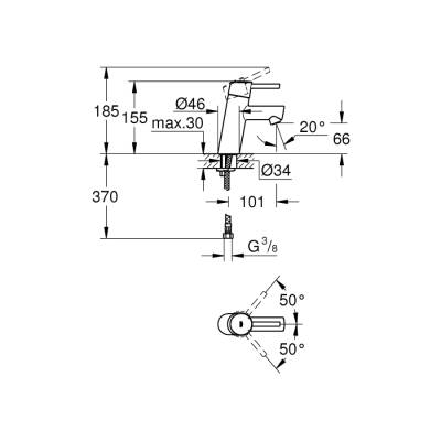 Grohe Concetto Tek Kumandalı Lavabo Bataryası S-Boyut - 3224010E - 2