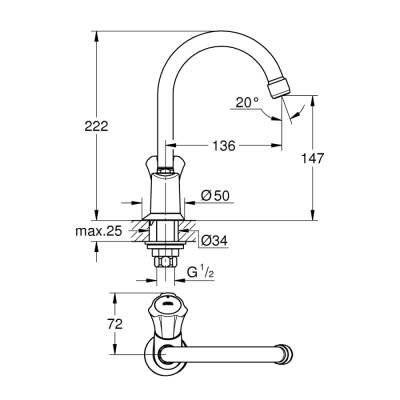 Grohe Costa L Lavabo Musluğu 12 - 20393001 - 2