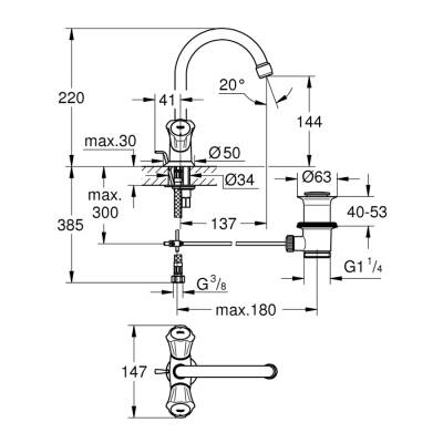 Grohe Costa L Tek Delikli Lavabo Bataryası - 21375001 - 2