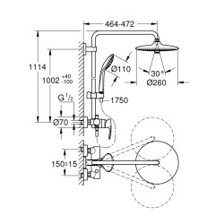 Grohe Duvara Monte Tek Kumandalı Bataryalı Duş Sistemi - 27473002 - 2