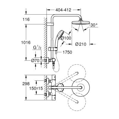 Grohe Duvara Monte Termostatik Bataryalı Duş Sistemi - 27922001 - 2