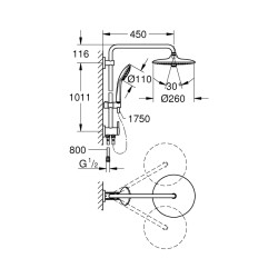 Grohe Duvara Monte Yön Değiştiricili Duş Sistemi - 27421002 - 2