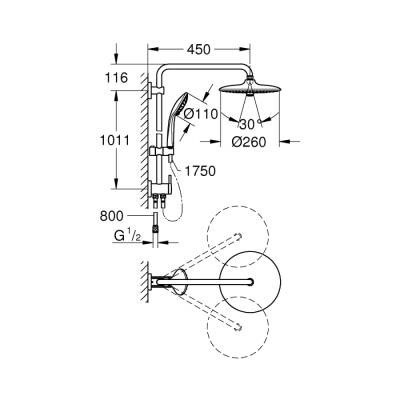 Grohe Duvara Monte Yön Değiştiricili Duş Sistemi - 27421002 - 2